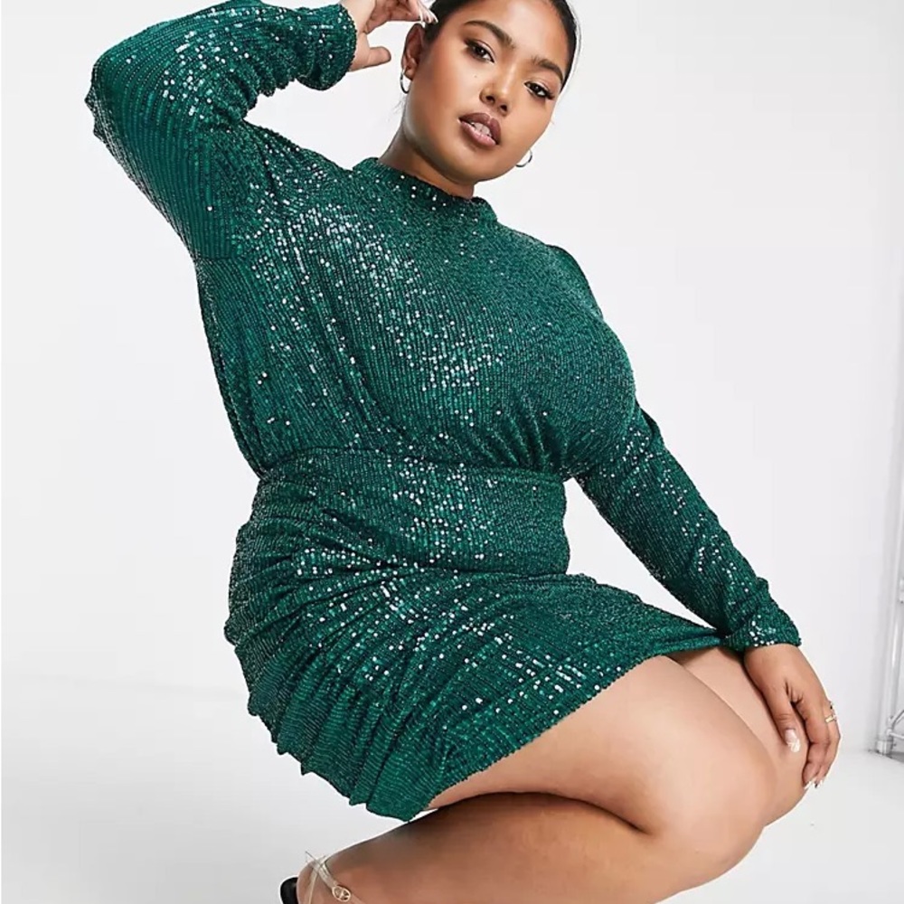 ASOS SEQUIN EMERALD GREEN PLUS SIZE US20 UK24